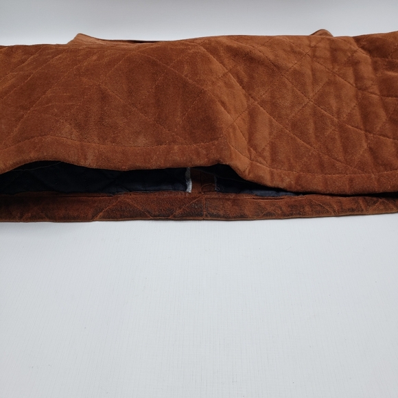 Vintage Faux Suede Quilted Skirt Brown Size 13/14 Lined Classic Simple - Picture 12 of 14